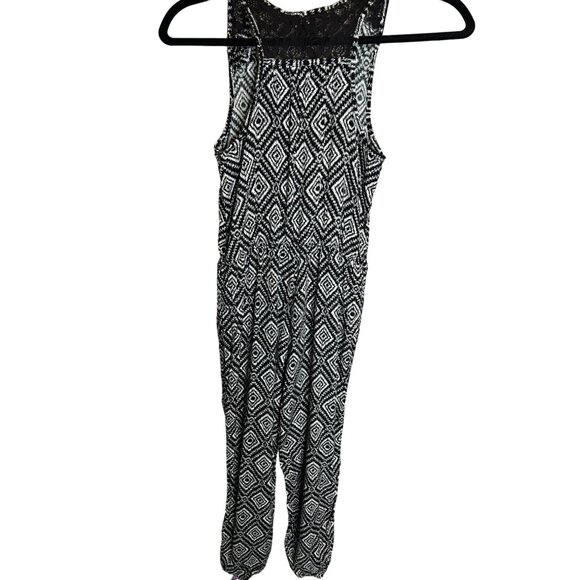 Arizona jeans jumpsuit size 10 black white geometric summer casual at leisure - Picture 4 of 10